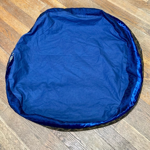 Floor Poof EYES OF INDIA Blue Gold Round BoHo Floor Throw Pillow Round 28 inches - Picture 11 of 16